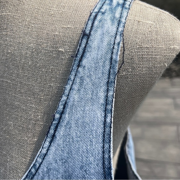 Vintage 80s 90s Acid Wash Denim Relaxed Fit Overall Maxi Jean Dress - Picture 8 of 10